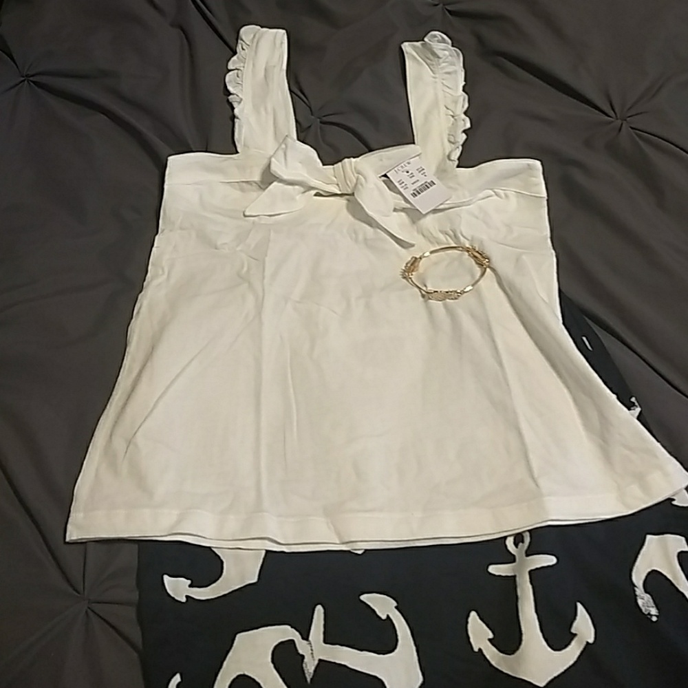 NWT J. Crew white bow tank